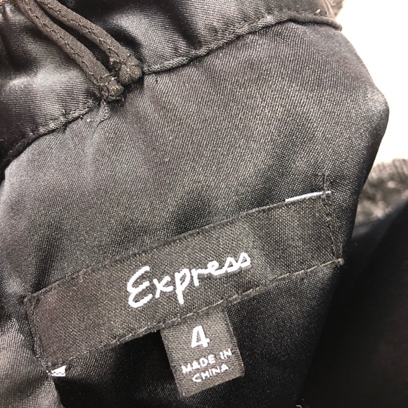 Express Black Lace Metallic Cocktail Dress Sz 4 - Picture 6 of 8